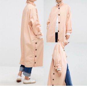 Monki Pink Trench Coat Classic Tailored Design